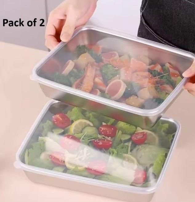 Non Stick Baking Pan Food Storage Box with Cover Pack of 2